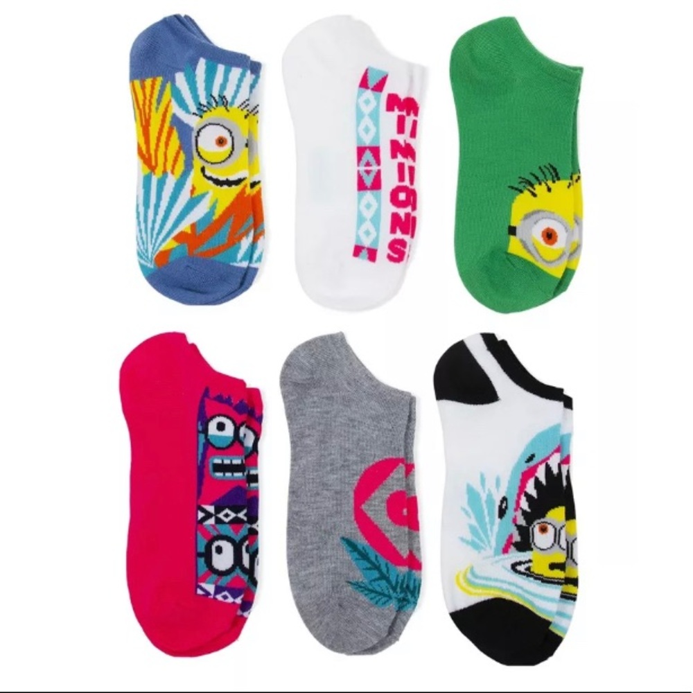 Descendants No Show Socks, 6 Pack, Multi, 4-10 NEW